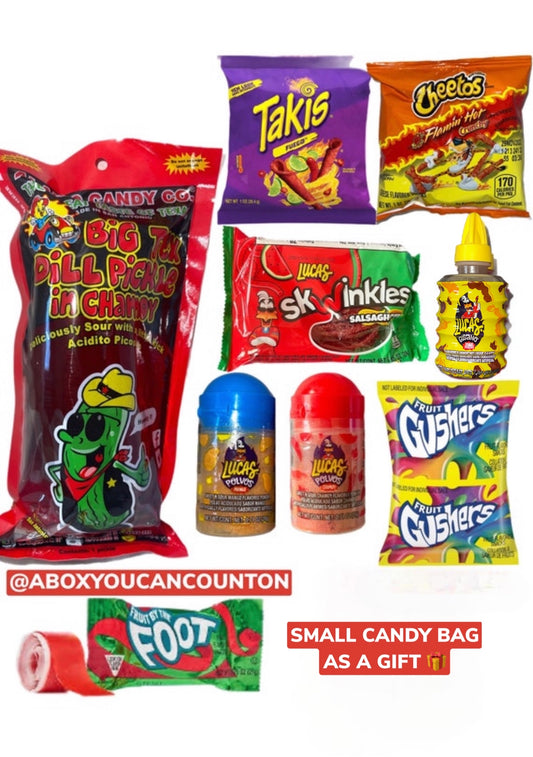 Chamoy Pickle Kit-Takis&Hot Cheetos Package Alamo Candy Co-Incudes 9 Items
